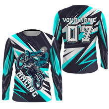 Load image into Gallery viewer, Personalized Racing Jersey Turquoise UPF30+ Youth Men Women Dirt Bike Shirt Supercross Motocross NMS1463