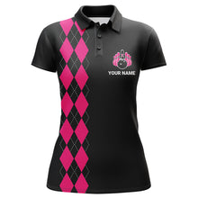 Load image into Gallery viewer, Custom Bowling Shirt for Women, Black&amp;Pink Ladies Bowling Polo Short Sleeve, Bowling Girls Jersey NBP163