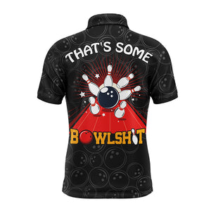 Funny Flame Polo Bowling Shirt for Men, Custom Name Black Bowling Jersey Cool Bowlers Shirt NBP130