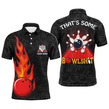 Load image into Gallery viewer, Funny Flame Polo Bowling Shirt for Men, Custom Name Black Bowling Jersey Cool Bowlers Shirt NBP130