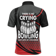 Load image into Gallery viewer, Funny Polo Bowling Shirt for Men, Red &amp; Black Custom Bowling Jersey, No Crying Lots of Swearing NBP144