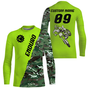 Personalized Enduro Jersey UPF30+ Extreme Off-road Dirt Bike Racing Adult&Kid Green Hard Enduro Shirt| NMS702