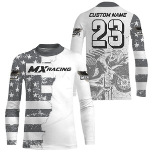 Personalized Patriotic MX Racing Jersey UPF30+ US Motocross Riding American Off-Road Adult&Kid Jersey| NMS742