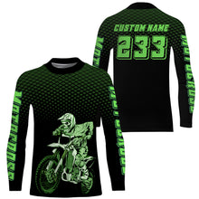 Load image into Gallery viewer, Green custom skull motocross jersey UV protective dirt bike racing off-road motorcycle racewear| NMS921