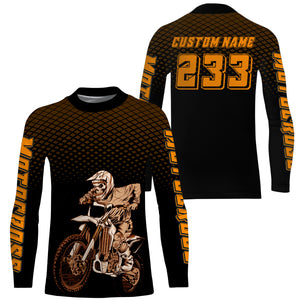 Orange custom skull motocross jersey UV protective dirt bike racing off-road motorcycle racewear| NMS922