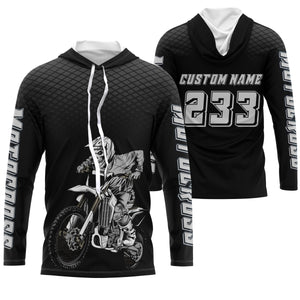 Black custom skull motocross jersey UV protective dirt bike racing off-road motorcycle racewear| NMS923