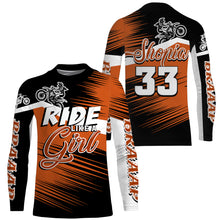 Load image into Gallery viewer, Ride Like A Girl Motocross Jersey Personalized UPF30+ Orange Dirt Bike Riding Shirt Women Girls NMS1449