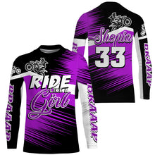 Load image into Gallery viewer, Ride Like A Girl Motocross Jersey Personalized UPF30+ Purple Dirt Bike Riding Shirt Women Girls NMS1450