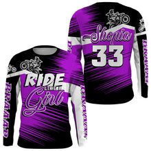 Load image into Gallery viewer, Ride Like A Girl Motocross Jersey Personalized UPF30+ Purple Dirt Bike Riding Shirt Women Girls NMS1450