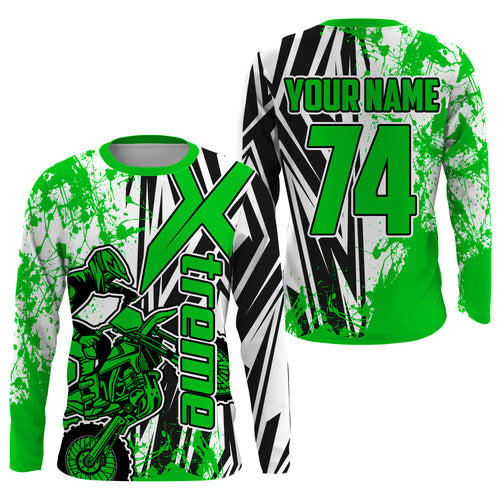 Custom Motocross Jersey Green UPF30+ Youth Men Women Xtreme Dirt Bike Shirt Racing NMS1421