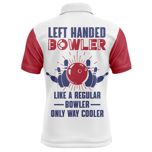 Left Handed Bowler Custom Polo Bowling Shirt for Men, Red & White Bowling Jersey 3D Print NBP137
