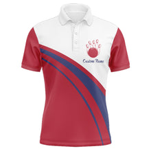 Load image into Gallery viewer, Left Handed Bowler Custom Polo Bowling Shirt for Men, Red &amp; White Bowling Jersey 3D Print NBP137