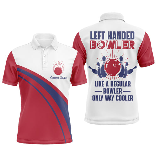 Left Handed Bowler Custom Polo Bowling Shirt for Men, Red & White Bowling Jersey 3D Print NBP137