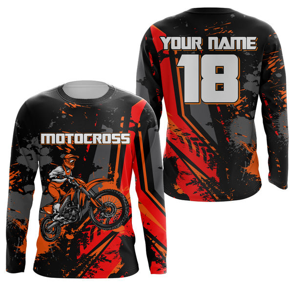 Custom Motocross Jersey UV Red Dirt Bike Off-Road Shirt Kid&Adult Long –  ChipteeAmz