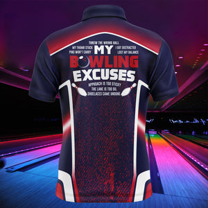 Bowling Excuses Shirt, Funny Polo Bowling Shirt for Men