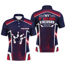Load image into Gallery viewer, Bowling Excuses Shirt, Funny Polo Bowling Shirt for Men, Custom Name Bowling Jersey Short Sleeve NBP142
