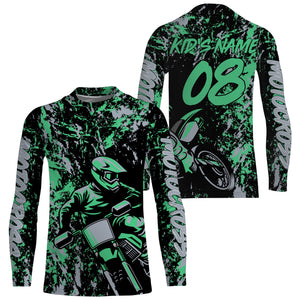 Motocross Rider Personalized Jersey Adult Kid Long Sleeves, Dirt Bike Off-road Motorcycle Racewear| NMS327