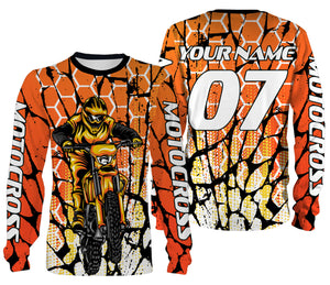 Personalized Motocross Racing Jersey Adult Youth Long Sleeves, Dirt Bike Off-road Riders Racewear| NMS328