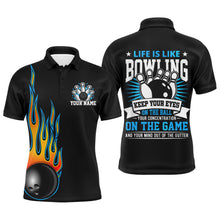 Load image into Gallery viewer, Men Flame Bowling Shirt Personalized Name Bowling Polo Short Sleeve Men Bowler Jersey NBP110