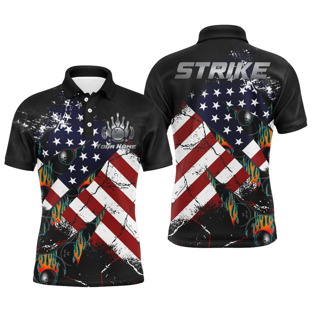 PIONAMZIOZ American Flag Bowling Shirt for Men, Custom Polo Bowling Jersey  with Names, Patriots Bowling Shirt Men Bowlers (Polo 01) at  Men's  Clothing store