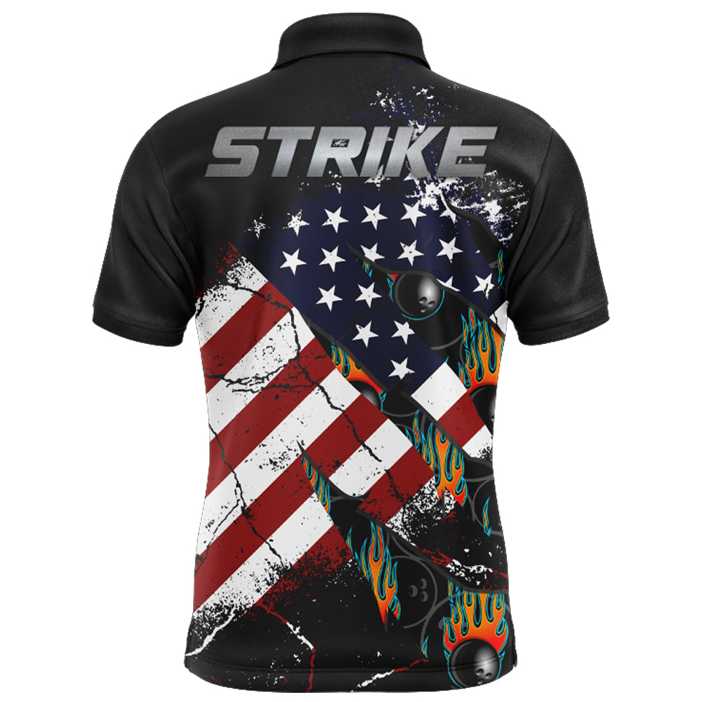 PIONAMZIOZ American Flag Bowling Shirt for Men, Custom Polo Bowling Jersey  with Names, Patriots Bowling Shirt Men Bowlers (Polo 01) at  Men's  Clothing store