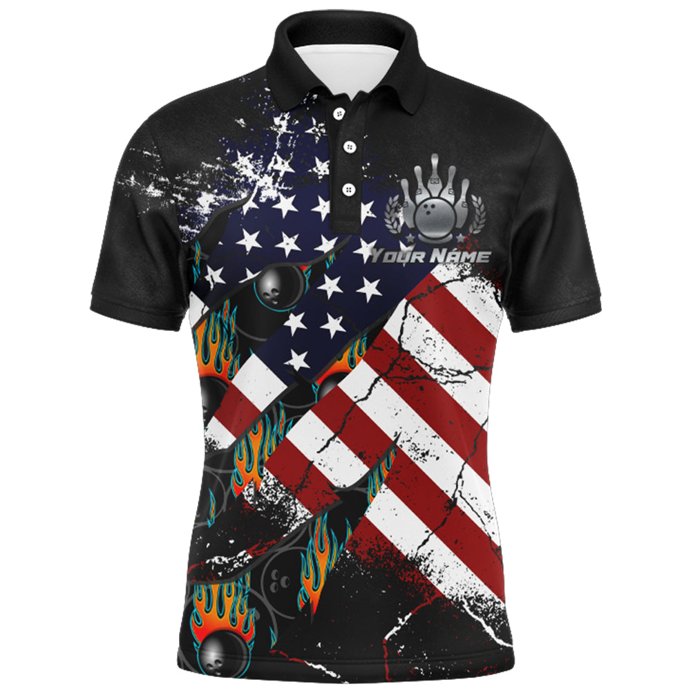 PIONAMZIOZ American Flag Bowling Shirt for Men, Custom Polo Bowling Jersey  with Names, Patriots Bowling Shirt Men Bowlers (Polo 01) at  Men's  Clothing store