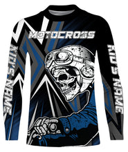 Load image into Gallery viewer, Extreme Motocross Custom Jersey T-shirt UV Protect, Skull Biker UPF 30+ Youth Long Sleeves Shirt| NMS361