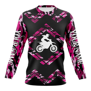 Pink Camo Girl Motocross Jersey Personalized Female Rider Shirt Motorcycle Women Jersey| NMS496