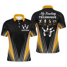 Load image into Gallery viewer, Funny Polo Bowling Shirt for Men Personalized Name Bowling Technique Vintage Bowler Jersey NBP120
