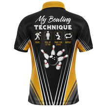 Load image into Gallery viewer, Funny Polo Bowling Shirt for Men Personalized Name Bowling Technique Vintage Bowler Jersey NBP120