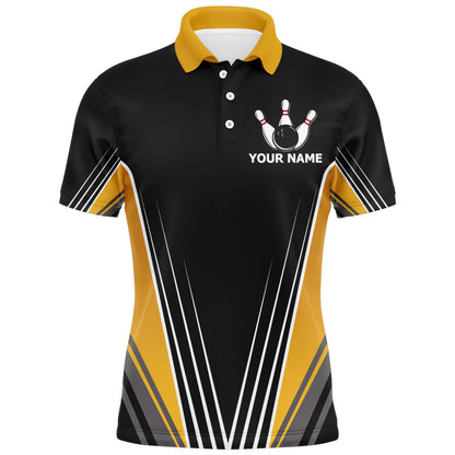 Funny Polo Bowling Shirt for Men Personalized Name Bowling Technique Vintage Bowler Jersey NBP120