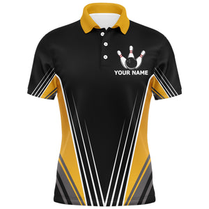 Funny Polo Bowling Shirt for Men Personalized Name Bowling Technique Vintage Bowler Jersey NBP120