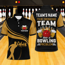 Load image into Gallery viewer, Funny Bowling Shirt for Team Personalized Name Bowling Beer Lovers Vintage Bowler Jersey NBP121