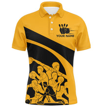 Load image into Gallery viewer, Yellow Bowling Shirt for Men, Personalized Name Vintage Bowler Jersey, My Mind&#39;s In The Gutter NBP124