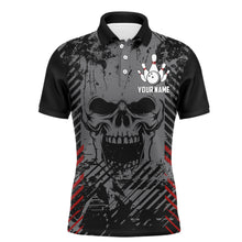 Load image into Gallery viewer, Personalized Skull Bowling Shirt for Men, Custom Team&#39;s Name Bowling Jersey League Polo Shirt NBP126