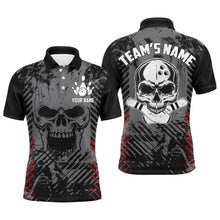 Load image into Gallery viewer, Personalized Skull Bowling Shirt for Men, Custom Team&#39;s Name Bowling Jersey League Polo Shirt NBP126