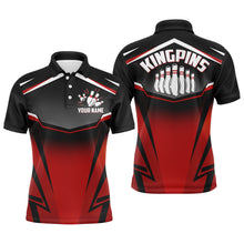 Load image into Gallery viewer, Custom Bowling Shirt for Men, Kingpins Red Polo Bowling Shirt with Name, Men Bowlers Jersey League NBP180