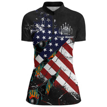 Load image into Gallery viewer, American Flag Bowling Shirt for Women Custom Bowling Jersey Strike Patriot League Lady Quarter-Zip NBZ151