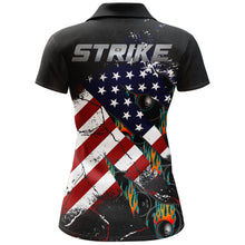 Load image into Gallery viewer, American Flag Bowling Shirt for Women Custom Bowling Jersey Strike Patriot League Lady Polo Shirt NBP151