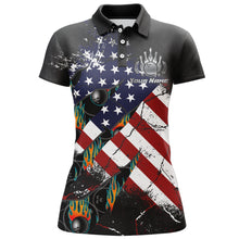 Load image into Gallery viewer, American Flag Bowling Shirt for Women Custom Bowling Jersey Strike Patriot League Lady Polo Shirt NBP151