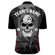 Load image into Gallery viewer, Personalized Skull Bowling Shirt for Men Custom Team&#39;s Name Bowling Jersey League Quarter-Zip Shirt NBZ126