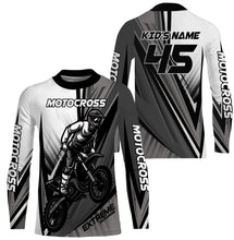 Load image into Gallery viewer, Personalized Motocross Jersey UPF 30+, Dirt Bike Motorcycle Off-Road Racing Youth Long Sleeves- Grey| NMS368