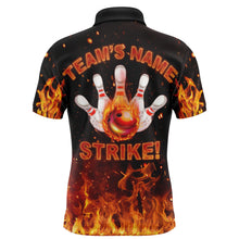 Load image into Gallery viewer, Custom Flames Bowling Shirt for Men, Strike Polo Bowling Shirt for Team, Men&#39;s Fire Bowling Jersey NBP152