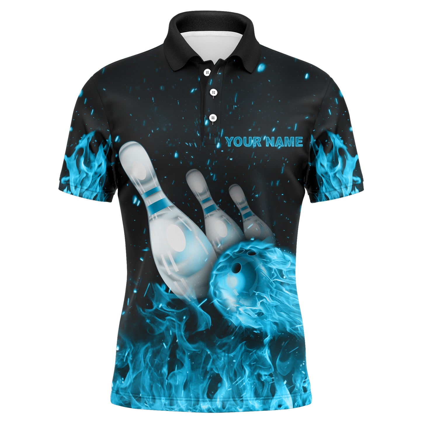 Custom Flames Bowling Shirt for Men, Strike Bowling Jersey for Team Fire League Bowling Polo Shirt NBP179