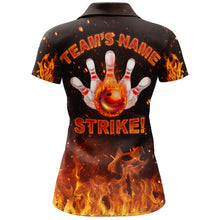 Load image into Gallery viewer, Custom Flames Bowling Shirt for Women, Strike Polo Bowling Shirt for Team, Ladies Bowling Jersey NBP152