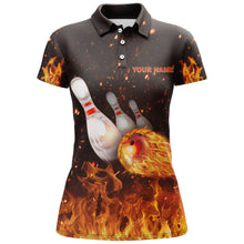 Load image into Gallery viewer, Custom Flames Bowling Shirt for Women, Strike Polo Bowling Shirt for Team, Ladies Bowling Jersey NBP152