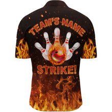 Load image into Gallery viewer, Custom Flames Bowling Shirt for Men, Quarter-Zip Strike Bowling Shirt for Team, Men&#39;s Bowling NBZ152