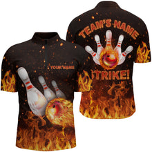 Load image into Gallery viewer, Custom Flames Bowling Shirt for Men, Quarter-Zip Strike Bowling Shirt for Team, Men&#39;s Bowling NBZ152