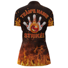 Load image into Gallery viewer, Custom Flames Bowling Shirt for Women, Quarter-Zip Strike Bowling Shirt for Team, Ladies Bowling NBZ152