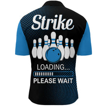 Load image into Gallery viewer, Funny Bowling Shirt for Men, Custom Name Strike Blue Bowling Shirt Quarter-Zip Men Bowling Jersey NBZ155